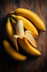 Bananas on Wooden Surface