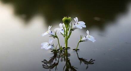 Delicate White Flowers Reflecting.