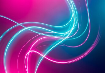Naklejka premium Vibrant luminous trails on a pink to blue gradient background creating an energetic visual effect