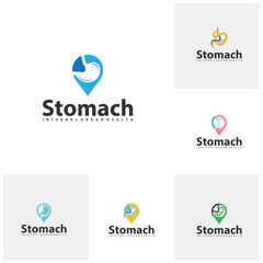 Set of Pin Stomach logo vector. Simple vector logo design for medical human health.