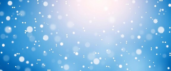 Delicate white snowflakes falling on a vibrant blue winter sky background,  background,  image
