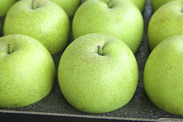 Fresh Green Apples Stacked Together - Healthy Organic Fruit Background