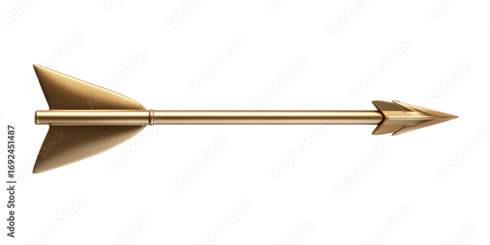 Poster golden arrow on black background symbolizing precision and direction
