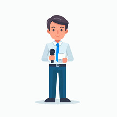 Illustration of a reporter broadcasting news