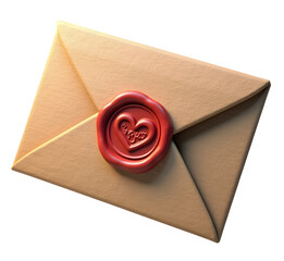 Classic vintage envelope with wax seal, heart message, expressing deep love