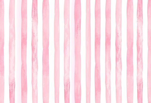 Delicate pastel pink watercolor stripes, hand-drawn seamless preppy pattern , art, repeat