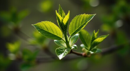 Fresh spring leaves emerging