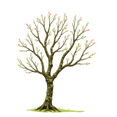 Hopeful tree plant bursts into vibrant spring bloom, with fresh green leaf