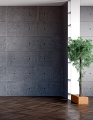 Large luxury modern bright interiors Living room mockup illustration 3D rendering image