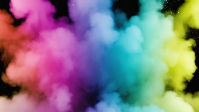 Bunte Farbexplosion &ndash; lebendige Farbspritzer auf schwarzen Hintergrund