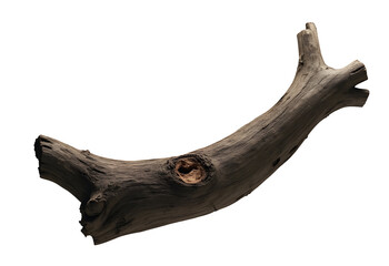 Natural wood log displays weathered texture, dark brown, creating an organic rustic