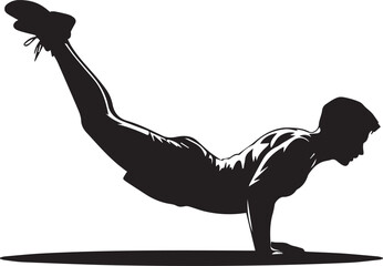 Muscular male fitness silhouette performing advanced push-up exercise on