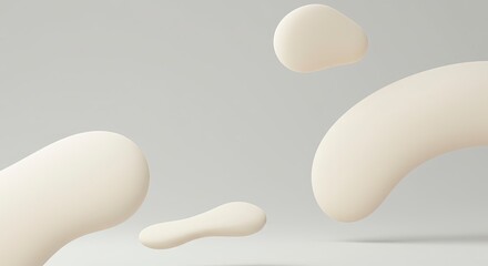Fototapeta premium Abstract Forms in Soft Beige, Floating in a Minimalist Setting