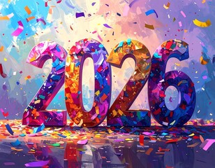Colorful 2026 celebration