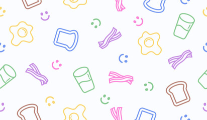 Cute breakfast pattern background vector design