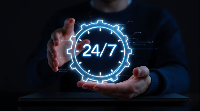Hour open support service availability concept business technology always available round clock assistance - Powered by Adobe