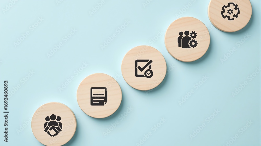 Poster business process steps workflow management strategy diagram project planning progress development gr