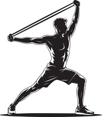 Athletic silhouette performing resistance band exercise for strength and fitness training