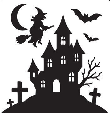 Haunted Halloween Elements Pack &ndash; Ghosts, Bats, Skulls, and Witches and hunted houese
