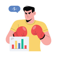 Market War Flat Vector Illustration 