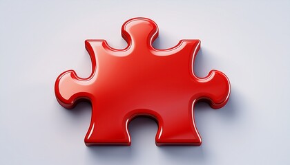 Obraz premium 3d red single jigsaw puzzle piece isolated on white background
