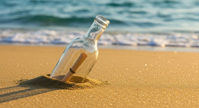 Message in bottle on beach