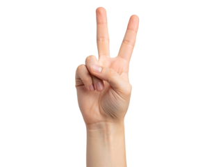 Victory Hand Sign, A Symbol of Success　勝利と成功のピースサイン　背景透過