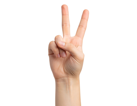 Victory Hand Sign, A Symbol of Success　勝利と成功のピースサイン　背景透過