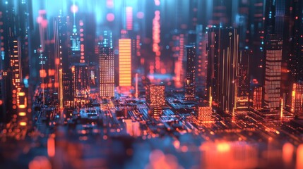 Obraz premium Futuristic digital city