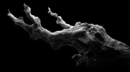 Gnarled Root of an Ancient Tree Creatively Rendered in High Detail Against a Dark Background