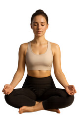 Fototapeta premium Woman Meditating in Lotus Position Isolated on Transparent Background