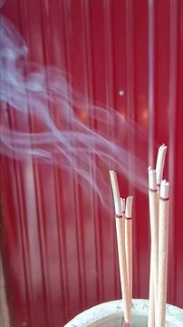 Burning Incense Sticks on Hungry Ghost Festival