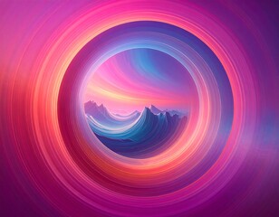 Colorful abstract circular landscape