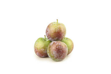 Fresh Sichuan Plums Green Red Phoenix Variety Crisp Fruit White Background