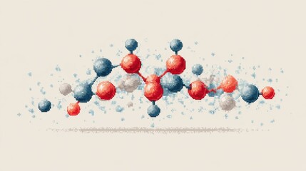 Retro Style Pixel Art Representation of Hydroxyl Ion Structure in Colorful Design