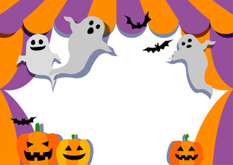 ハロウィンの壁紙背景素材　お化けとカボチャとテント