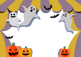 ハロウィンの壁紙背景素材　お化けとカボチャとテント