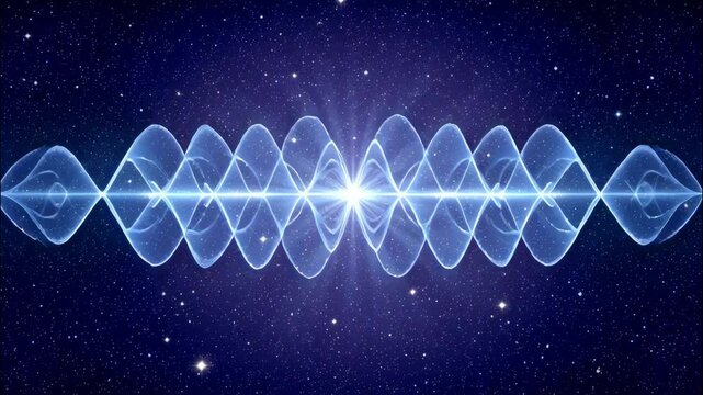 Vibration of blue sound waves. The concept of theta healing and sound healing.
