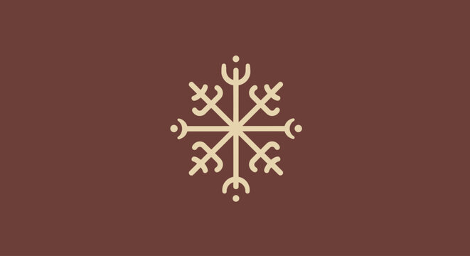 Vector Illustration of Ancient Simple Sky Symbol from Tengrism Culture Isolated on White