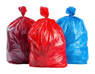 Waste management practices urban area trash bags isolated on transparent background