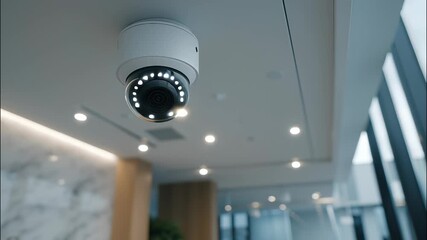 Modern security camera is recording video inside office building and purposes surveillance safety video 4k