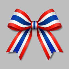 3d stripe ribbon bow with Thailand national flag colors vector illustration