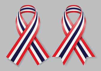Obraz premium 3d stripe ribbon bow with Thailand national flag colors vector illustration