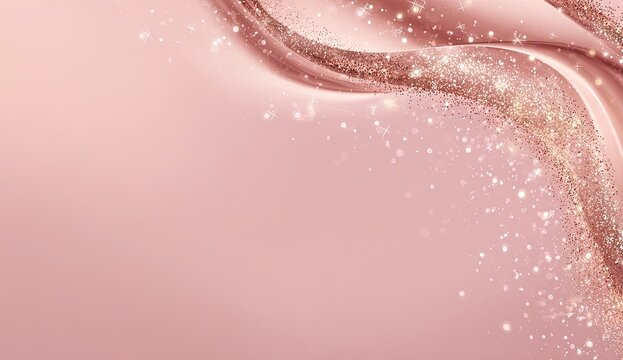 Rose gold abstract waves with glitter
