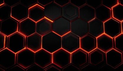 Hexagonal grid pattern with glowing red outlines