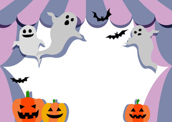 ハロウィンの壁紙背景素材　お化けとカボチャとテント