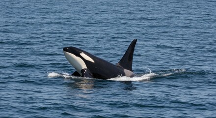 Fototapeta premium Orca whale emerging from water
