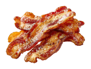 Sizzling bacon cooking process kitchen food home culinary delight isolated on transparent background