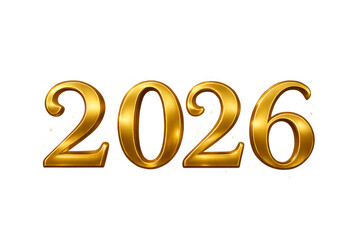 Shiny Golden 2026 Year Number with Sparkles on Transparent Background