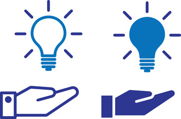 Hand holding lightbulb, gear inside bulb, innovation concept, black and white icon, simple line drawing, idea symbol, technology illustration	